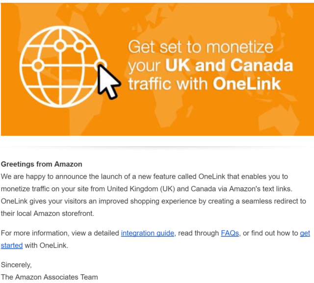 Amazon OneLink Announcement